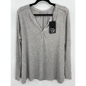 NWT CHASER Basic Heather Gray Long Sleeve V Neck Shirt Size M